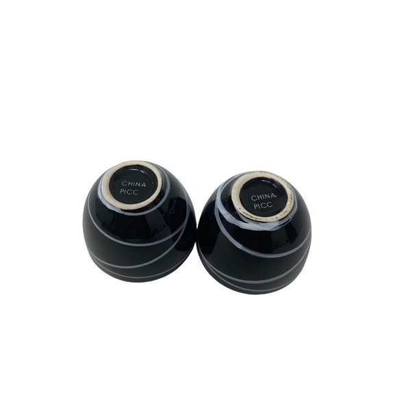 Pacific Island Creations. Black and White Stripe Sake Set. - Picture 3 of 7